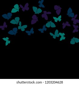 Summer Background with Colorful Butterflies. Simple Feminine Pattern for Card, Invitation, Print. Trendy Decoration with Beautiful Butterfly Silhouettes. Vector Background with Moth
