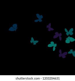 Summer Background with Colorful Butterflies. Simple Feminine Pattern for Card, Invitation, Print. Trendy Decoration with Beautiful Butterfly Silhouettes. Vector Background with Moth
