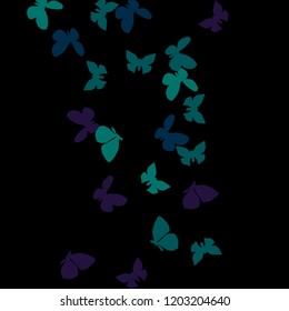 Summer Background with Colorful Butterflies. Simple Feminine Pattern for Card, Invitation, Print. Trendy Decoration with Beautiful Butterfly Silhouettes. Vector Background with Moth
