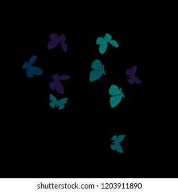 Summer Background with Colorful Butterflies. Simple Feminine Pattern for Card, Invitation, Print. Trendy Decoration with Beautiful Butterfly Silhouettes. Vector Background with Moth
