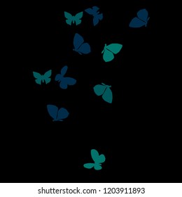 Summer Background with Colorful Butterflies. Simple Feminine Pattern for Card, Invitation, Print. Trendy Decoration with Beautiful Butterfly Silhouettes. Vector Background with Moth
