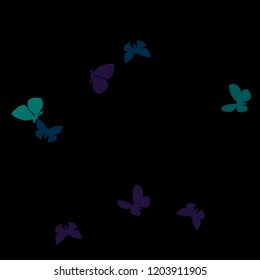 Summer Background with Colorful Butterflies. Simple Feminine Pattern for Card, Invitation, Print. Trendy Decoration with Beautiful Butterfly Silhouettes. Vector Background with Moth
