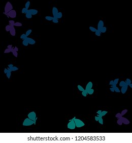 Summer Background with Colorful Butterflies. Simple Feminine Pattern for Card, Invitation, Print. Trendy Decoration with Beautiful Butterfly Silhouettes. Vector Background with Moth
