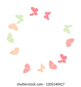 Summer Background with Colorful Butterflies. Simple Feminine Pattern for Card, Invitation, Print. Trendy Decoration with Beautiful Butterfly Silhouettes. Vector Background with Moth
