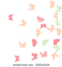 Summer Background with Colorful Butterflies. Simple Feminine Pattern for Card, Invitation, Print. Trendy Decoration with Beautiful Butterfly Silhouettes. Vector Background with Moth
