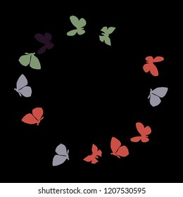 Summer Background with Colorful Butterflies. Simple Feminine Pattern for Card, Invitation, Print. Trendy Decoration with Beautiful Butterfly Silhouettes. Vector Background with Moth
