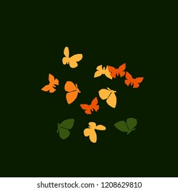 Summer Background with Colorful Butterflies. Simple Feminine Pattern for Card, Invitation, Print. Trendy Decoration with Beautiful Butterfly Silhouettes. Vector Background with Moth