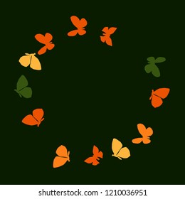 Summer Background with Colorful Butterflies. Simple Feminine Pattern for Card, Invitation, Print. Trendy Decoration with Beautiful Butterfly Silhouettes. Vector Background with Moth
