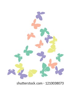 Summer Background with Colorful Butterflies. Simple Feminine Pattern for Card, Invitation, Print. Trendy Decoration with Beautiful Butterfly Silhouettes. Vector Background with Moth