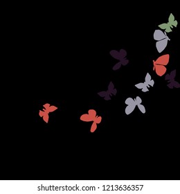 Summer Background with Colorful Butterflies. Simple Feminine Pattern for Card, Invitation, Print. Trendy Decoration with Beautiful Butterfly Silhouettes. Vector Background with Moth
