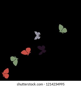 Summer Background with Colorful Butterflies. Simple Feminine Pattern for Card, Invitation, Print. Trendy Decoration with Beautiful Butterfly Silhouettes. Vector Background with Moth
