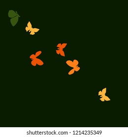 Summer Background with Colorful Butterflies. Simple Feminine Pattern for Card, Invitation, Print. Trendy Decoration with Beautiful Butterfly Silhouettes. Vector Background with Moth
