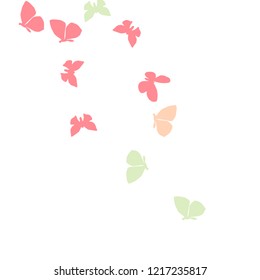 Summer Background with Colorful Butterflies. Simple Feminine Pattern for Card, Invitation, Print. Trendy Decoration with Beautiful Butterfly Silhouettes. Vector Background with Moth
