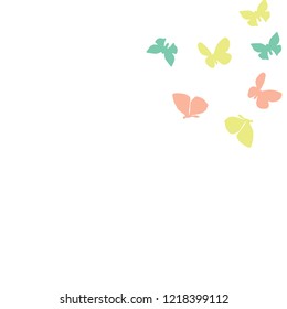 Summer Background with Colorful Butterflies. Simple Feminine Pattern for Card, Invitation, Print. Trendy Decoration with Beautiful Butterfly Silhouettes. Vector Background with Moth
