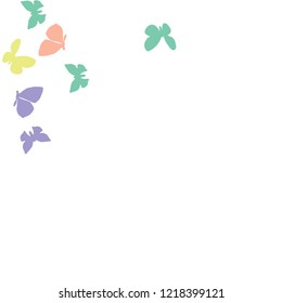 Summer Background with Colorful Butterflies. Simple Feminine Pattern for Card, Invitation, Print. Trendy Decoration with Beautiful Butterfly Silhouettes. Vector Background with Moth
