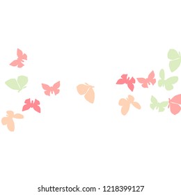 Summer Background with Colorful Butterflies. Simple Feminine Pattern for Card, Invitation, Print. Trendy Decoration with Beautiful Butterfly Silhouettes. Vector Background with Moth
