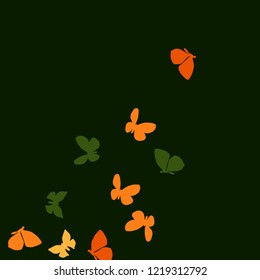 Summer Background with Colorful Butterflies. Simple Feminine Pattern for Card, Invitation, Print. Trendy Decoration with Beautiful Butterfly Silhouettes. Vector Background with Moth

