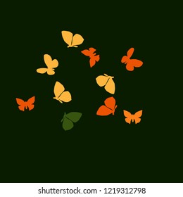 Summer Background with Colorful Butterflies. Simple Feminine Pattern for Card, Invitation, Print. Trendy Decoration with Beautiful Butterfly Silhouettes. Vector Background with Moth
