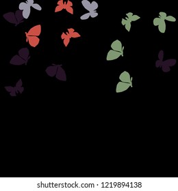 Summer Background with Colorful Butterflies. Simple Feminine Pattern for Card, Invitation, Print. Trendy Decoration with Beautiful Butterfly Silhouettes. Vector Background with Moth
