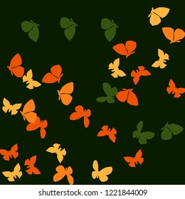 Summer Background with Colorful Butterflies. Simple Feminine Pattern for Card, Invitation, Print. Trendy Decoration with Beautiful Butterfly Silhouettes. Vector Background with Moth
