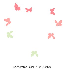 Summer Background with Colorful Butterflies. Simple Feminine Pattern for Card, Invitation, Print. Trendy Decoration with Beautiful Butterfly Silhouettes. Vector Background with Moth
