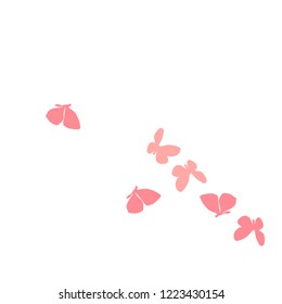 Summer Background with Colorful Butterflies. Simple Feminine Pattern for Card, Invitation, Print. Trendy Decoration with Beautiful Butterfly Silhouettes. Vector Background with Moth
