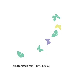Summer Background with Colorful Butterflies. Simple Feminine Pattern for Card, Invitation, Print. Trendy Decoration with Beautiful Butterfly Silhouettes. Vector Background with Moth
