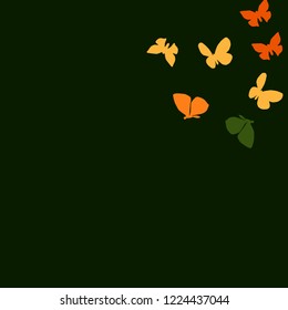 Summer Background with Colorful Butterflies. Simple Feminine Pattern for Card, Invitation, Print. Trendy Decoration with Beautiful Butterfly Silhouettes. Vector Background with Moth
