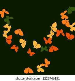 Summer Background with Colorful Butterflies. Simple Feminine Pattern for Card, Invitation, Print. Trendy Decoration with Beautiful Butterfly Silhouettes. Vector Background with Moth
