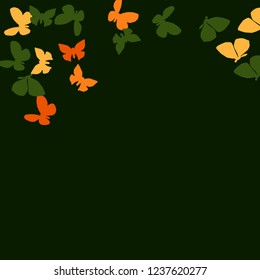 Summer Background with Colorful Butterflies. Simple Feminine Pattern for Card, Invitation, Print. Trendy Decoration with Beautiful Butterfly Silhouettes. Vector Background with Moth
