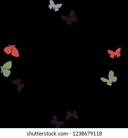 Summer Background with Colorful Butterflies. Simple Feminine Pattern for Card, Invitation, Print. Trendy Decoration with Beautiful Butterfly Silhouettes. Vector Background with Moth
