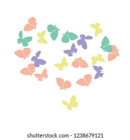 Summer Background with Colorful Butterflies. Simple Feminine Pattern for Card, Invitation, Print. Trendy Decoration with Beautiful Butterfly Silhouettes. Vector Background with Moth
