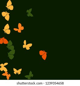 Summer Background with Colorful Butterflies. Simple Feminine Pattern for Card, Invitation, Print. Trendy Decoration with Beautiful Butterfly Silhouettes. Vector Background with Moth
