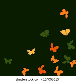 Summer Background with Colorful Butterflies. Simple Feminine Pattern for Card, Invitation, Print. Trendy Decoration with Beautiful Butterfly Silhouettes. Vector Background with Moth
