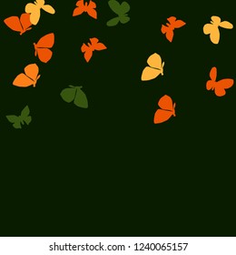 Summer Background with Colorful Butterflies. Simple Feminine Pattern for Card, Invitation, Print. Trendy Decoration with Beautiful Butterfly Silhouettes. Vector Background with Moth
