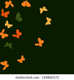 Summer Background with Colorful Butterflies. Simple Feminine Pattern for Card, Invitation, Print. Trendy Decoration with Beautiful Butterfly Silhouettes. Vector Background with Moth
