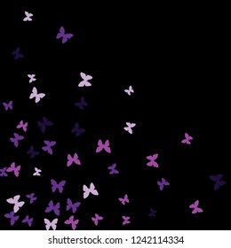 Summer Background with Colorful Butterflies. Simple Feminine Pattern for Card, Invitation, Print. Trendy Decoration with Beautiful Butterfly Silhouettes. Vector Background with Moth
