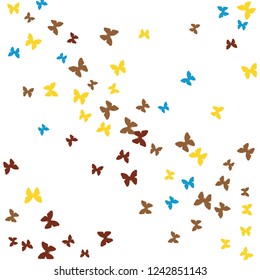 Summer Background with Colorful Butterflies. Simple Feminine Pattern for Card, Invitation, Print. Trendy Decoration with Beautiful Butterfly Silhouettes. Vector Background with Moth
