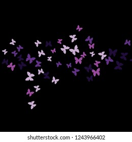 Summer Background with Colorful Butterflies. Simple Feminine Pattern for Card, Invitation, Print. Trendy Decoration with Beautiful Butterfly Silhouettes. Vector Background with Moth
