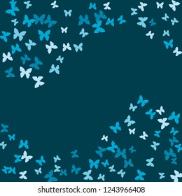 Summer Background with Colorful Butterflies. Simple Feminine Pattern for Card, Invitation, Print. Trendy Decoration with Beautiful Butterfly Silhouettes. Vector Background with Moth
