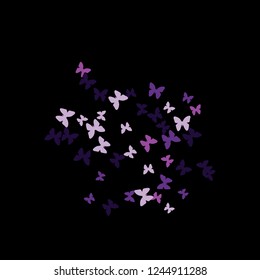 Summer Background with Colorful Butterflies. Simple Feminine Pattern for Card, Invitation, Print. Trendy Decoration with Beautiful Butterfly Silhouettes. Vector Background with Moth