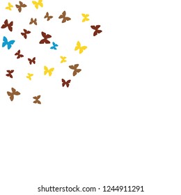 Summer Background with Colorful Butterflies. Simple Feminine Pattern for Card, Invitation, Print. Trendy Decoration with Beautiful Butterfly Silhouettes. Vector Background with Moth
