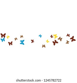 Summer Background with Colorful Butterflies. Simple Feminine Pattern for Card, Invitation, Print. Trendy Decoration with Beautiful Butterfly Silhouettes. Vector Background with Moth
