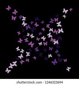 Summer Background with Colorful Butterflies. Simple Feminine Pattern for Card, Invitation, Print. Trendy Decoration with Beautiful Butterfly Silhouettes. Vector Background with Moth
