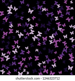 Summer Background with Colorful Butterflies. Simple Feminine Pattern for Card, Invitation, Print. Trendy Decoration with Beautiful Butterfly Silhouettes. Vector Background with Moth
