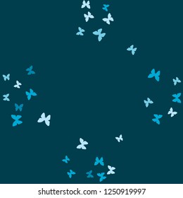 Summer Background with Colorful Butterflies. Simple Feminine Pattern for Card, Invitation, Print. Trendy Decoration with Beautiful Butterfly Silhouettes. Vector Background with Moth