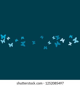 Summer Background with Colorful Butterflies. Simple Feminine Pattern for Card, Invitation, Print. Trendy Decoration with Beautiful Butterfly Silhouettes. Vector Background with Moth