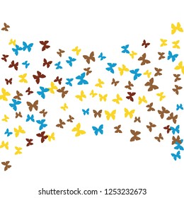 Summer Background with Colorful Butterflies. Simple Feminine Pattern for Card, Invitation, Print. Trendy Decoration with Beautiful Butterfly Silhouettes. Vector Background with Moth
