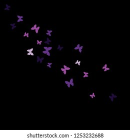 Summer Background with Colorful Butterflies. Simple Feminine Pattern for Card, Invitation, Print. Trendy Decoration with Beautiful Butterfly Silhouettes. Vector Background with Moth
