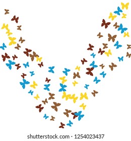 Summer Background with Colorful Butterflies. Simple Feminine Pattern for Card, Invitation, Print. Trendy Decoration with Beautiful Butterfly Silhouettes. Vector Background with Moth
